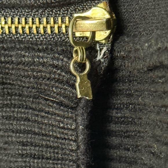 Black Open Front Cardigan with Zipper Accents - Picture 4 of 4